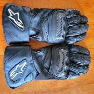 Alpinestars black leather motorcycle gloves XL